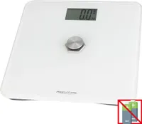 ProfiCare® Personenwaage ohne Batterie, Waage mit Messbereich von 5g – 180 kg und großem LCD-Display, Personenwaage digital mit kinetischer Energie und Glasoberfläche – PC-PW 3112 weiß