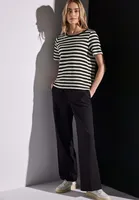 Street One Strickshirt 'Strick-Look Streifenshirt', A322898, Black, Gr. 36