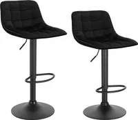 WOLTU 2er-Set Barhocker Küchenstuhl Barstuhl mit Rückenlehne und Einstellgriff, höhenverstellbar & 360° drehbar, Schwarz