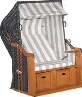 Müsing Strandkorb Sunny Smart Rustikal 250 Basic grau, weiß, gestreift, anthrazit Kunststoff, Holz, 1-teilig