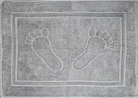 Baumwolle Frottier Duschvorleger, Badematte, Frottee, 50 x 70 cm, silbergrau, Füße, uni einfarbig, Badvorleger, 100% Baumwolle