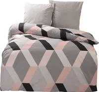 Bettwäsche 100% Baumwolle 240x220 cm Renforce Raute Rosa Grau Schwarz Wendefunktion 3 tlg