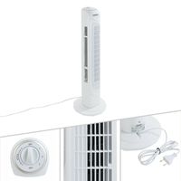 Vežový ventilátor AREBOS, 50 W, 60° oscilácia, 3 nastavenia rýchlosti, ventilátor s držadlom na prenášanie, biely, tichý