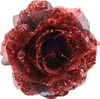 Kunstblumen Rose auf Clip 14cm ochsenblut