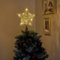 Northpoint LED Tannenbaumspitze mit Befestigungsclip und Timerfunktion 3000K Metall gold warmweiß