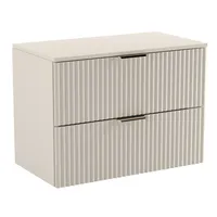 WENA Skříňka pod umyvadlo 80 cm, žebrovaná čela, kovové úchytky ve zlaté barvě (barva: kašmír)