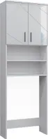 Vicco Waschmaschinenschrank Irma, 64 x 190.5 cm Badezimmerschrank für die Waschmaschine, Weiß Hochglanz/Weiß