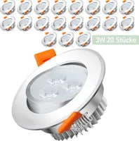 Jopassy 20X 3W LED Strahler Spot Einbaustrahler Deckenstrahler Deckenspot 230V 245lm Kaltweiß Einbauspot Einbauleuchte Deckeneinbauleuchte