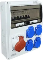RoadEu Stromverteiler Wandverteiler. CEE Steckdose 32A mit 4x Schuko 230V. Steckdosenverteiler mit Leitungsschutzschalter 32A und 16A