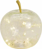 LED Glas Apfel 16 cm - transparent - Deko Frucht in Bruchglas Optik Batterie betrieben mit Timer