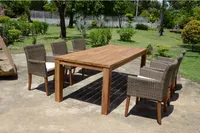 Garden Pleasure Sitzgruppe Pala cremeweiß, natur Kunststoff, Holz, 7-teilig