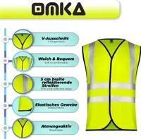 Warnweste Sicherheitsweste Auto Sicherheitswarnweste reflektierende Pannenweste, Farbe:Neon Gelb, Größe:M