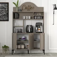 Skye Decor, Lyon 120 - Atlas, Black, Wohnzimmerschrank, Kaffeebarschrank, Atlas, 120 x 202 x 35 cm