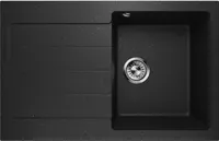 Granitový dřez s jednou mísou Odkapávač Decoro 1.0 Black Metallic L Sifon 10433