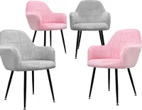 ML-Design sada 4 jedálenských stoličiek s operadlom, sivá/ružová, z mikrovlákna