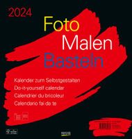 Foto-Malen-Basteln Bastelkalender schwarz groß 2024: Fotokalender zum Selbstgestalten. Do-it-yourself Kalender mit festem Fotokarton. Format: 45,5 x 48 cm