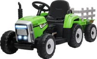 HOMCOM Traktor elektryczny z przyczepą, dziecięcy traktor zdalnie sterowany, dziecięcy samochód elektryczny z funkcją MP3, pojazd dziecięcy z reflektorami, 3-6 km/h, dla dzieci w wieku 3-6 lat, zielony