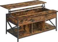 VASAGLE Couchtisch, höhenverstellbar, offener und versteckter Stauraum, 60 x 120 x (48-62) cm