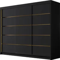 MIRJAN24 Schiebetürenschrank Amber VII, Kleiderschrank mit Kleiderstange, mit drei Schwebetüren, Garderobe (Farbe: Schwarz)