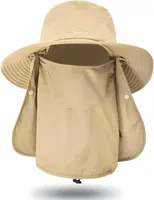 Sonnenmütze Herren Angelhut Sommerhut UV Schutz Fischerhut mit Breiter Krempe Gesichtsabdeckung sowie Nackenschutz Wanderhut beige