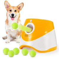 Automatischer Ballwerfer fuer Hunde mit 3 Baellen, interaktiver Tennisballwerfer fuer Hunde, Ballwurfmaschine fuer Haustiere zum Spielen drinnen und draussen