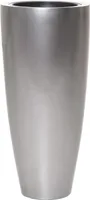 VIVANNO Pflanzkübel Fiberglas CITY Rund, Silber metallic hochglanz - 37x37x80 cm