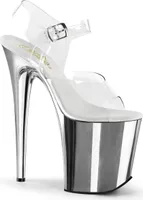 FLAMINGO-808 Damen Sandale von Pleaser, Transparent Silber , EU 43, US 13