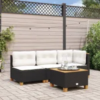 Zahradní rohová pohovka s polštáři Black Poly Rattan