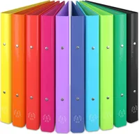 ACROPAQ - 10 x Ringbuch A4 - Schmal, 10 bunte Farben, 2 Ringe - Ringordner A4 schmal, Ringmappe A4, Ringordner, Ringhefter, Aktenordner, Ordner - Bunt