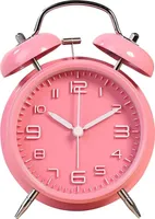 Bedee Analog Wecker, Kinder Wecker mit Nachtlicht, kein Ticken, geräuschlos, Kinderuhr, Rosa