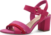 MARCO TOZZI Damen Sandalette Kreuzriemen Blockabsatz samtige Haptik 2-28323-42, Größe:38 EU, Farbe:Pink