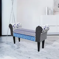 vidaXL Ławka Patchwork niebiesko-biała