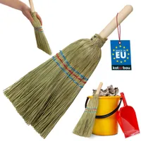 KOTARBAU® Mini koště z rýžové slámy 17 cm s dřevěnou násadou 12 cm Ruční kartáč na malé plochy