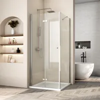 Sprchový kout Heilmetz 90x90 cm rohový vstupní sprchový kout skládací dveře a boční panel bezpečnostní sklo ESG s nano vrstvou (výška: 185 cm)