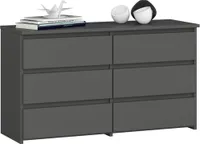 Kleine Kommode AKORD CL100 Graphitgrau 100 cm 6 Schubladen B100 x H57 x T35 cm