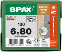 SPAX Justierschraube Flachkopf T30 Halterillen 4CUT WIROX 6x80mm (100)