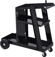 DURHAND Schweißwagen, Schweißgerätwagen mit 3 Regalen, Gasflaschenwagen Werkstattwagen mit Sicherheitskette Schwarz 71 x 39 x 70cm