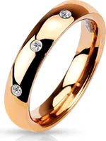 Damen Herren Ring Edelstahl Partnerring Ehering Zirkonia Kristalle rosegold 49 - Ø 15,70 mm 4 mm
