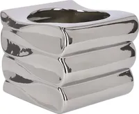 KOTARBAU® Blumentopf Blumenvase aus Keramik Meereswellen Glasiert 15 cm Silber
