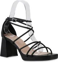VAN HILL Damen Riemchensandaletten Sandaletten Plateau-Schuhe 841569, Farbe: Schwarz, Größe: 38