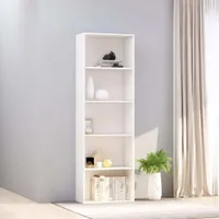 vidaXL Regál na knihy 5 přihrádek Bílá 60x30x189 cm výrobek ze dřeva