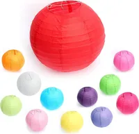 10 Stuecke Papier Laterne Lampions 10" (25 cm) Rot, rund Lampenschirm Dekoration Papierlaterne fuer Hochzeit Geburtstag Party Garten
