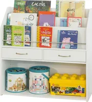 SoBuy KMB39-W Kinder Bücherregal Kinderregal mit Ablagefächern und 2 Schubladen Spielzeugregal für Kinder BHT ca.: 85x86x26cm