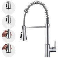 Wasserhahn Küche 360° Schwenkbar Armatur Küche, Küchenarmatur Wasserhahn Ausziehbar 4 Sprühfunktionen, Küchenwasserhahn Edelstahl Spültischarmatur