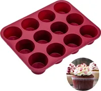 Große Silikon-Muffinbleche für 12 Muffins, Antihaft-Muffinbleche, antihaftbeschichtete Backbleche für Cupcakes, Brownies, Kuchen, Puddings, 31.5 x 24