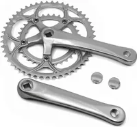 Tretkurbel 34 / 50 Zahn 2-Fach Racing Crank Aluminium Kurbelgarnitur Silber