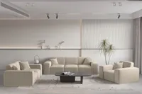 Sofaset Designersofa CELES PREMIUM 3-2-1 in Stoff Opera Velvet Beige