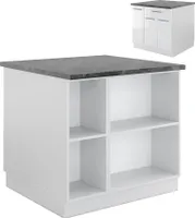 Vicco Fame-Line kuchynský ostrovček, 90 cm so zásuvkou, bez pracovnej dosky, biela vysoký lesk/biela
