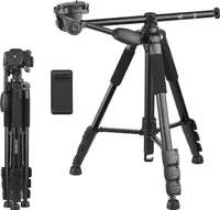 Andoer 157cm/61.8inch Tragbares Stativ Horizontales Kamerastativ Aluminiumlegierung fuer Vlog Live Streaming Videoaufnahme Fotografie