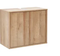 FACKELMANN Waschbeckenunterschrank FINN / Push-to-Open / Maße (B x H x T): ca. 60 x 50 x 30,5 cm / Schrank fürs Bad mit 2 Türen / Korpus: Braun hell / Front: Braun hell / Rahmendekor: Braun hell